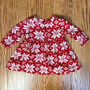 New Hanna Andersson Flannel Fair Isle Christmas Dress 6-12 Month